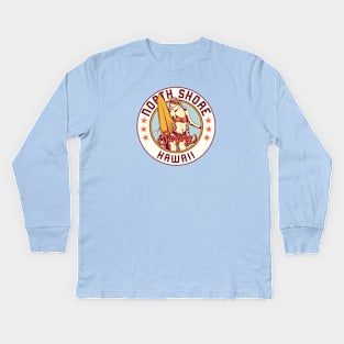 Vintage Surfing Badge for North Shore, Hawaii Kids Long Sleeve T-Shirt